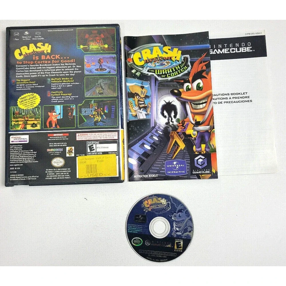 CRASH BANDICOOT THE WRATH OF CORTEX - GAMECUBE ‎ - COMPLETE! *PLAYER'S CHOICE*